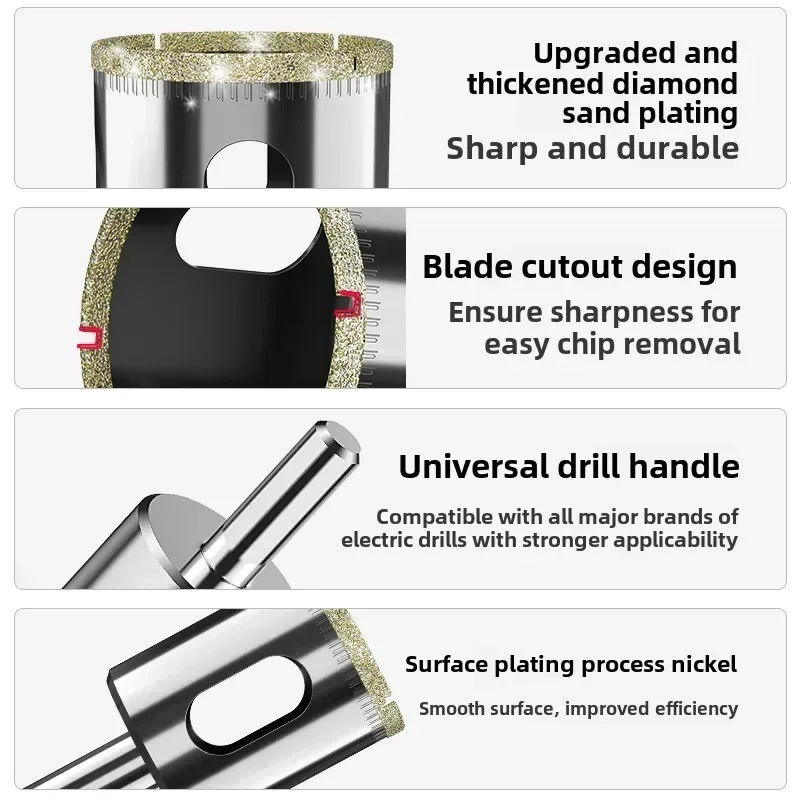 Tile drill bit glass hole opener ceramic vitrified brick special port punching artifact