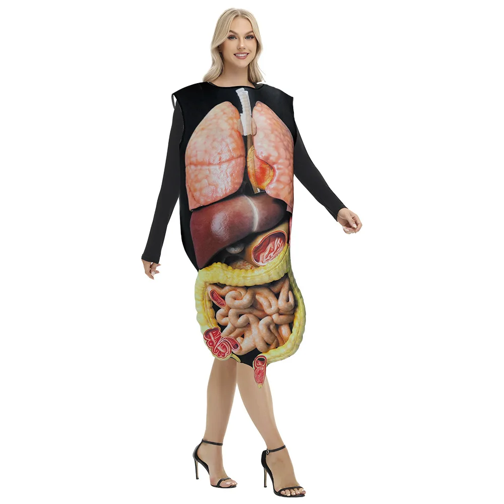 جديد هالوين زي الطباعة الرقمية الإسفنج البدلة تأثيري الجهاز البشري القلب الأطفال الكبار مرحلة الأداء