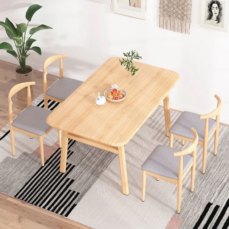 5-Piece Wood Indoor Modern Rectangular Dining Table Furniture Set for Kitchen, Dining Room, Breakfast Nook with 4 Chairs