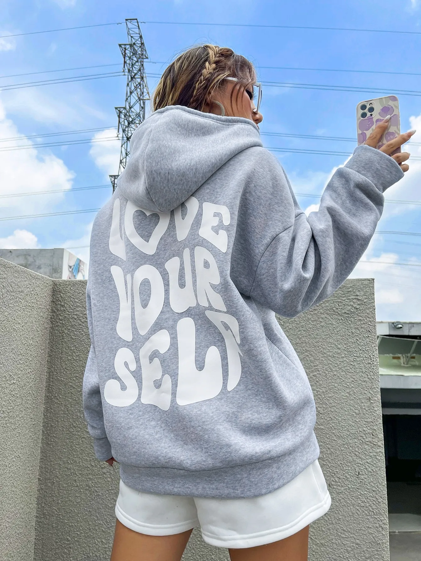 Love Yourself Cotton Prints Hoodie Spring Casual Daily Pullovers Simple Creativity Tracksuit Trend Individual Woman Sweatshirt