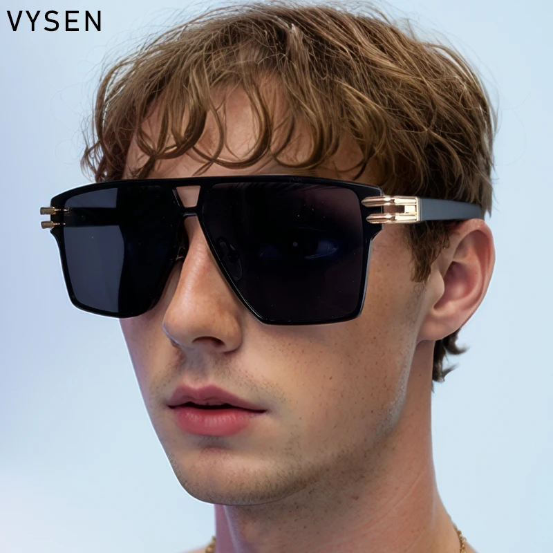 

Oversized Square Metal Frame Sunglasses Men 2025 Luxury Brand Double Beam Vintage Shades Outdoor Eyewear For Women UV Protection