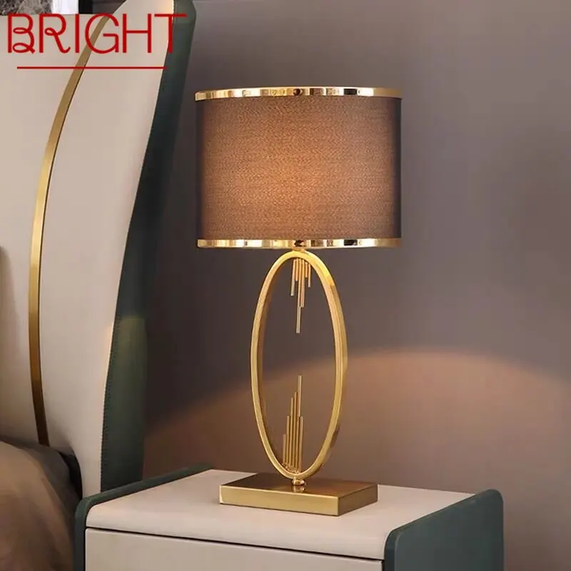 

BRIGHT Modern Table Lamp LED Nordic Creative Simple Brown Lampshade Desk Lights for Home Living Room Bedroom Bedside