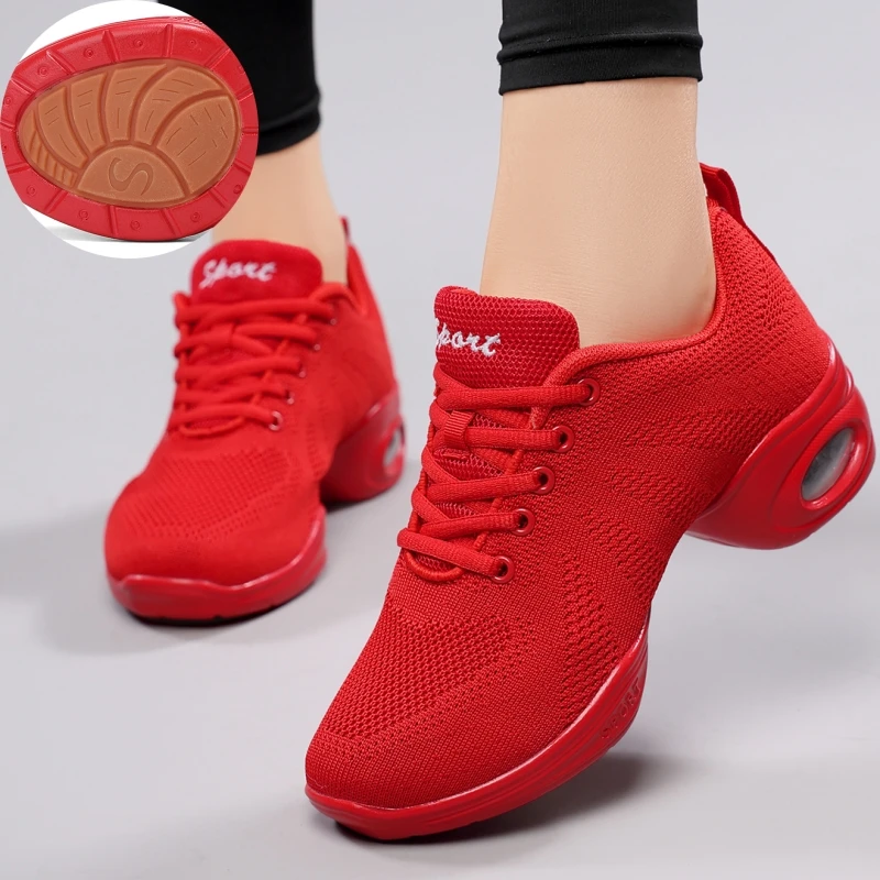 

Women's Breathable Mesh Dance Shoes, Non-Slip Rubber Sole Jazz Sneakers with Air Cushion for Modern Square Dancing 2550