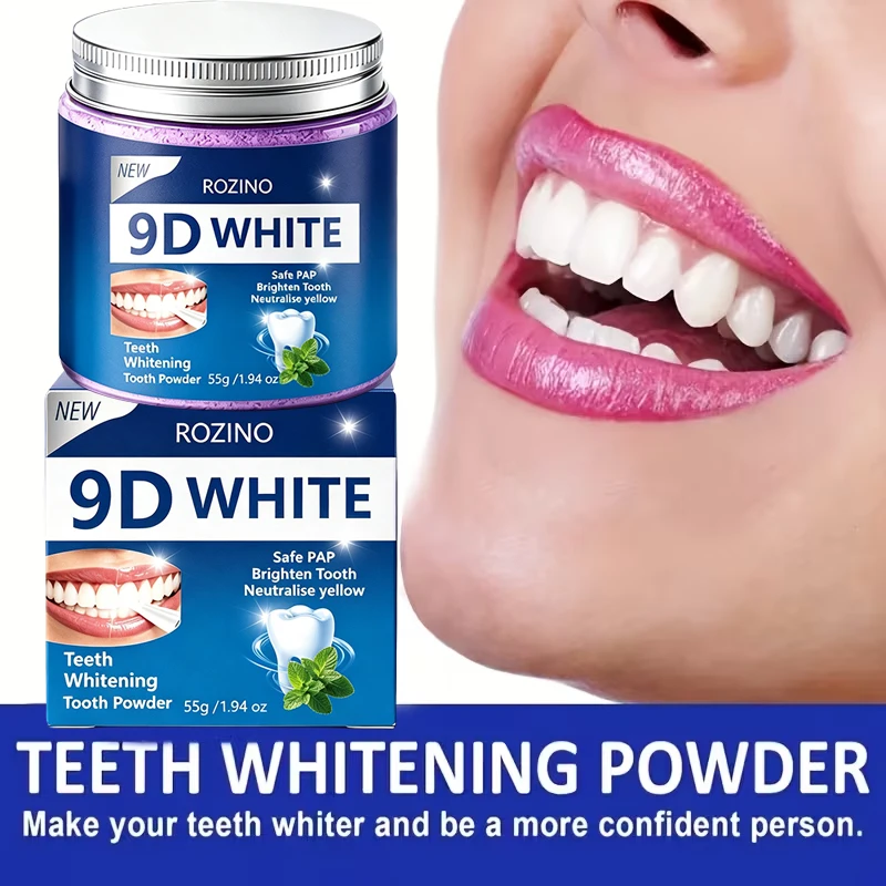 Rozino 9D Calcium Hydroxyapatite Tooth Powder, Tooth Cleaning Powder, Contains Charcoal Powder, Coconut Oil, Hydroxyapatite, Niacinamide, Deep Cleaning, Freshens Breath, a Great Oral Health Care Product for Both Men and Women, Breath Freshener, Toothpaste Alternative, a Must-Have for Christmas Gifts, Daily Teeth Cleaning Powder
