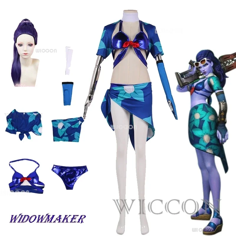 Overwatch Damage Hero Widowmaker Cosplay Costumes Skin Halloween Women Swimsuits Beachwear Clothes Halloween Party Sexy Set