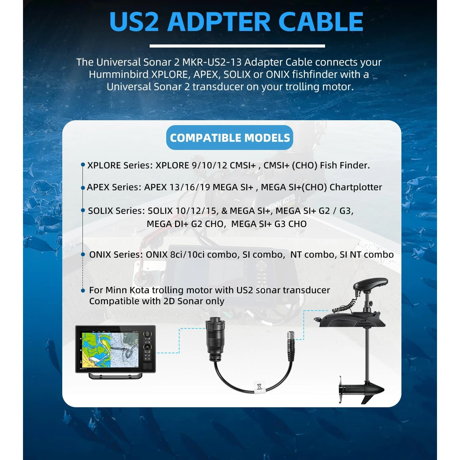 minn kota compatible fish finders DSC Sonar Adapter Cable ensuring consistent operation and ease of use For Minn Kota MKR-US2-13 Universal