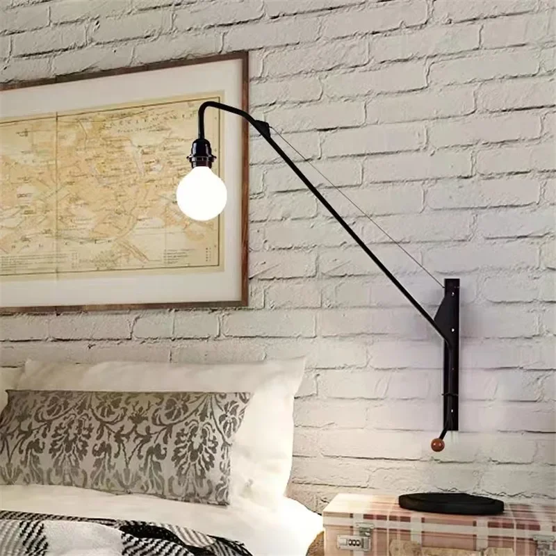 Potence Wall Lamp Loft American retro pipe light bedside Long arm swing lighting E27 artists decor kitchen wall decor light