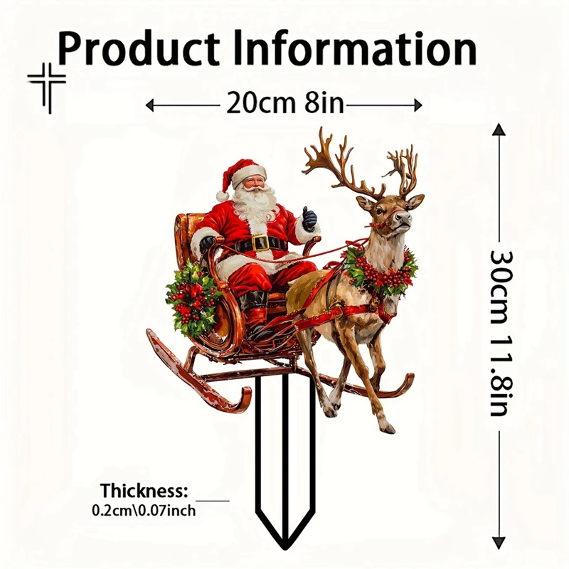 ABRE-Santa Claus Riding A Reindeer Sleigh To Deliver Gifts Acrylic Outdoor Garden Waterproof Patio Plug