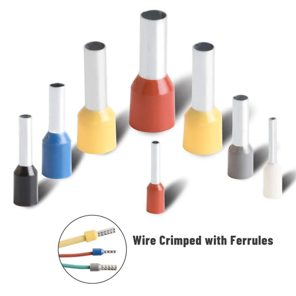 970pcs Wire Ferrules Kit Ferrule Connectors AWG22-7 Wire Crimp Pin Terminals Insulated Cord Wire Ends Terminals