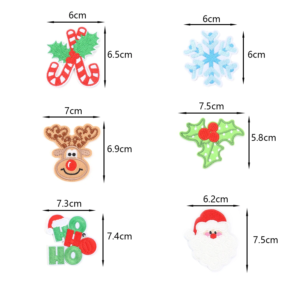 2 pcs Christmas Series Embroidery Patches Santa Snowflake Elk Cartoon Fabric Patch for Garment Bag DIY Sewing Appliques Supplies