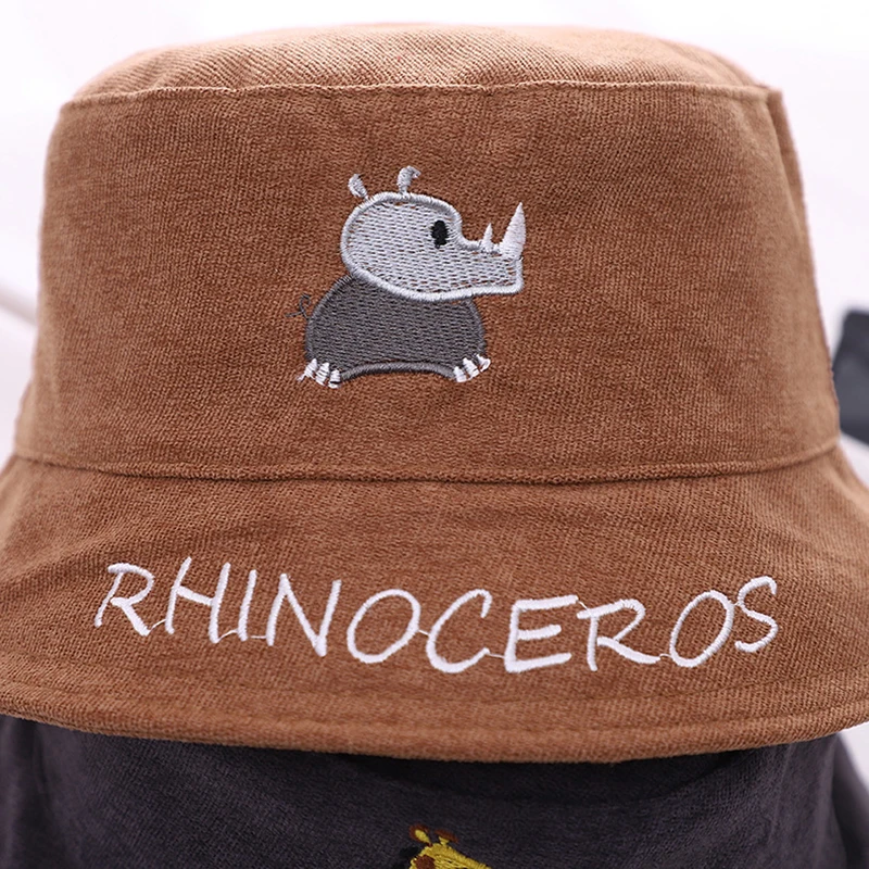 Cute Children Bucket Hat New Spring Embroidered Sun Hat Cartoon Animal Outdoor Boys Girls Summer Unisex Hat Hip Hop Baby Cap