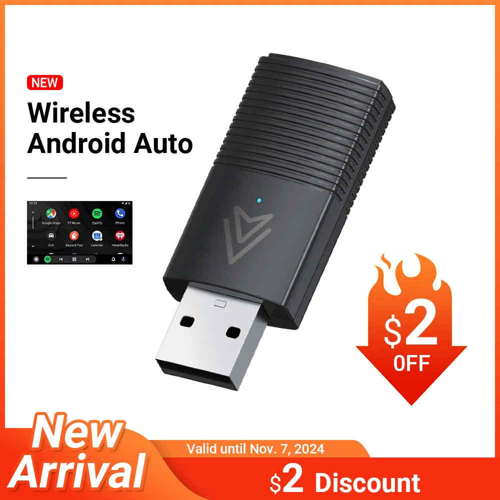 Mini Wireless Android Auto Adapter Dongle for OEM Wired Android Auto Car Plug and Play Car Accessories