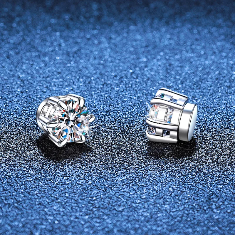 

Mozambique Platinum PT950 18K Gold Ear Piercing Magnetic Earrings Classic Six Claw Men's and Women's Mozambique Stone Earrings