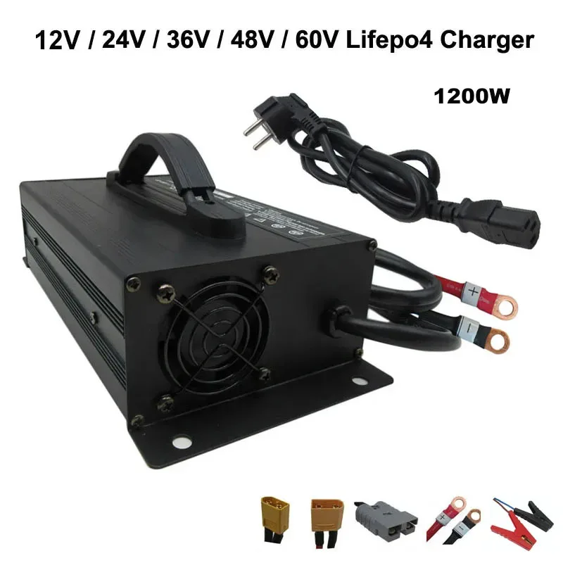 

1200W 29.2V 43.8V 58.4V 73V 14.6V 40A 30A 20A LiFePO4 Fast Charger For 12V 24V 36V 48V 60V LFP Forklift RV Battery Pack