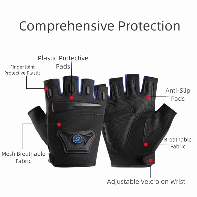 Cycling Anti Slip Half Finger Gloves Breathable Wear-resistant Adjustable Outdoor Sports Gloves Gym Training Safety Motorcycle