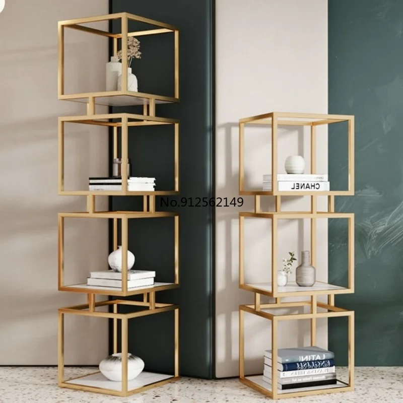 Nordic light luxury iron book shelf living room decoration display shelf display multi-layer cargo storage rack room organizer