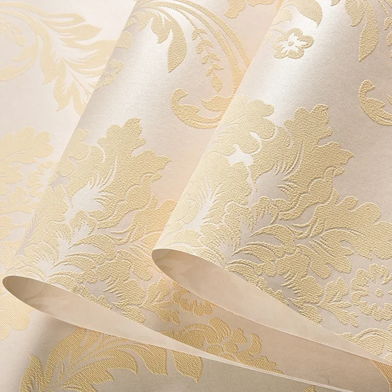 Papel pintado vinílico para la pared, rollo de papel decorativo de damasco en 3D para el salón y el dormitorio con diseño moderno y lujoso, disponible en marrón, beige