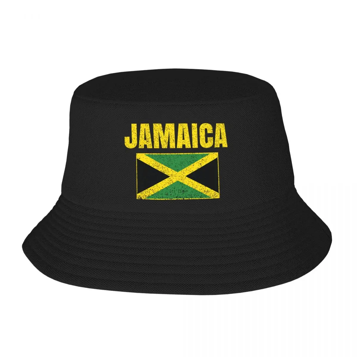 Custom Jamaica Country Jamaican Flag Bucket Hat Women Men Beach Sun Summer Camping Cap