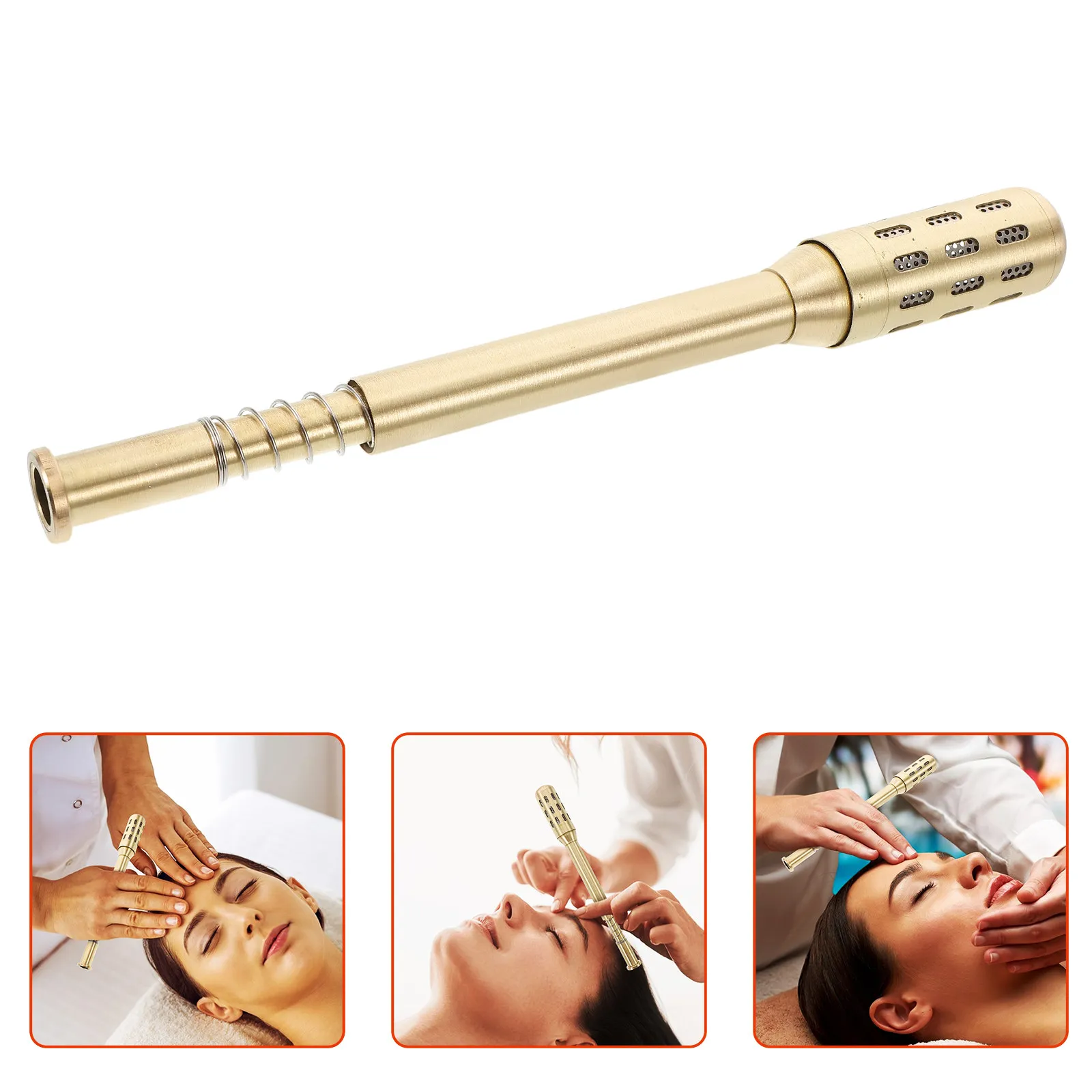 

Medium Copper Moxibustion Stick Handheld Massager for Facial Beauty Salon Portable Moxa Roller Moxibustion Therapy Tool Moxa Box