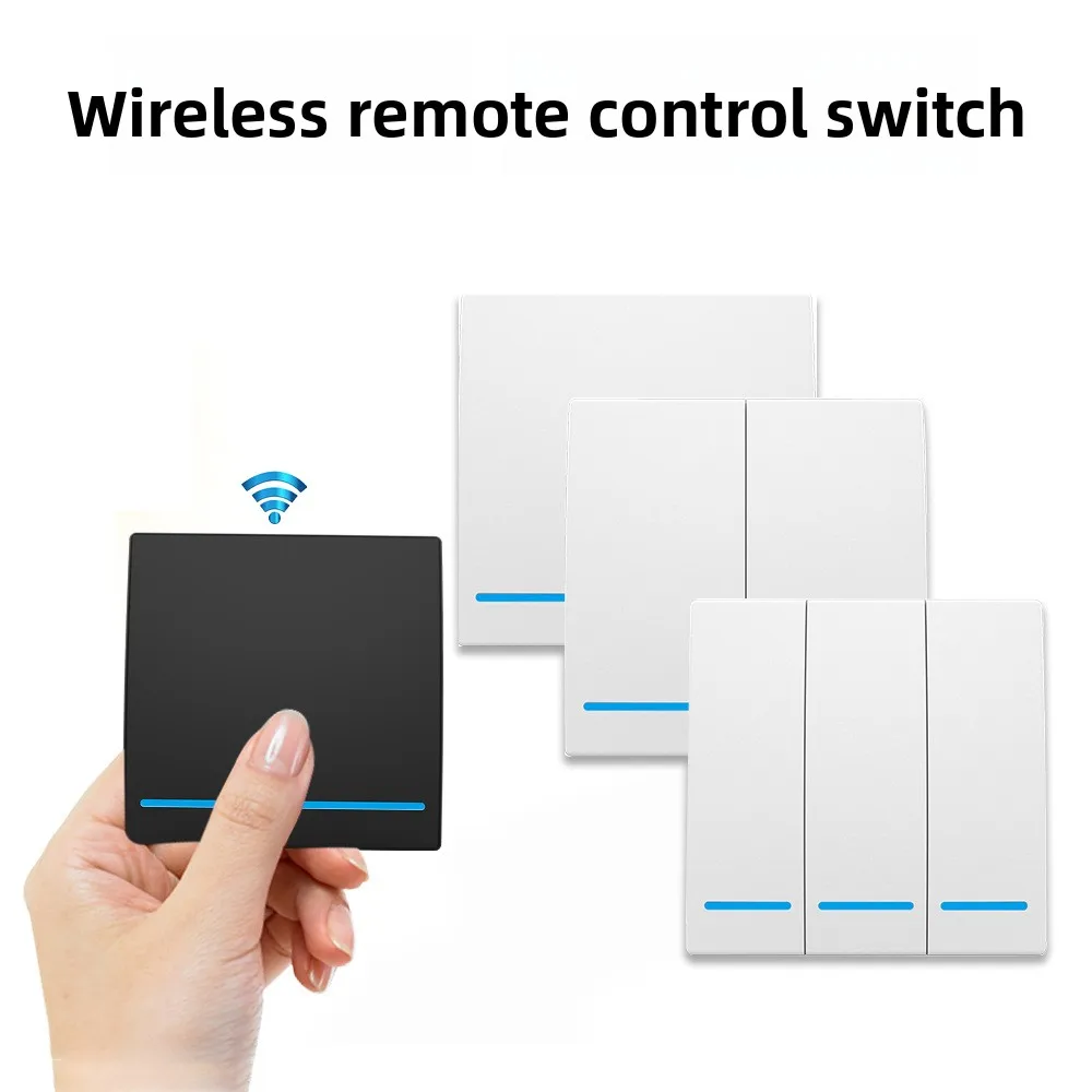 Wireless Remote Control Switch RF433 Wiring-free Random Sticker Panel 86 Type Household 100-240VV Light-controlled