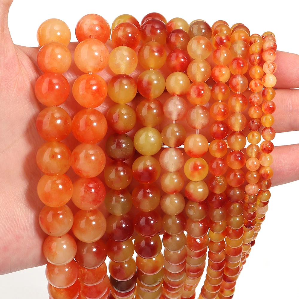 4/6/8/10/12mm Natürliche Orange Chalcedon Stein Perlen Runde Lose Edelstein Perlen für Schmuck Machen DIY Armband Halskette Zubehör