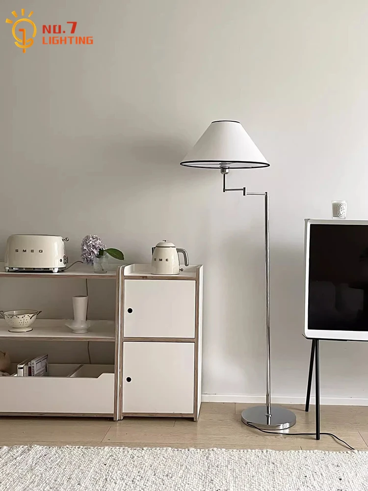 Japanese Korean Minimalist Cream Rocker Arm Floor Lamp LED E27 Modern Light Fixtures Living Room Bedroom Study Reading Store Bar