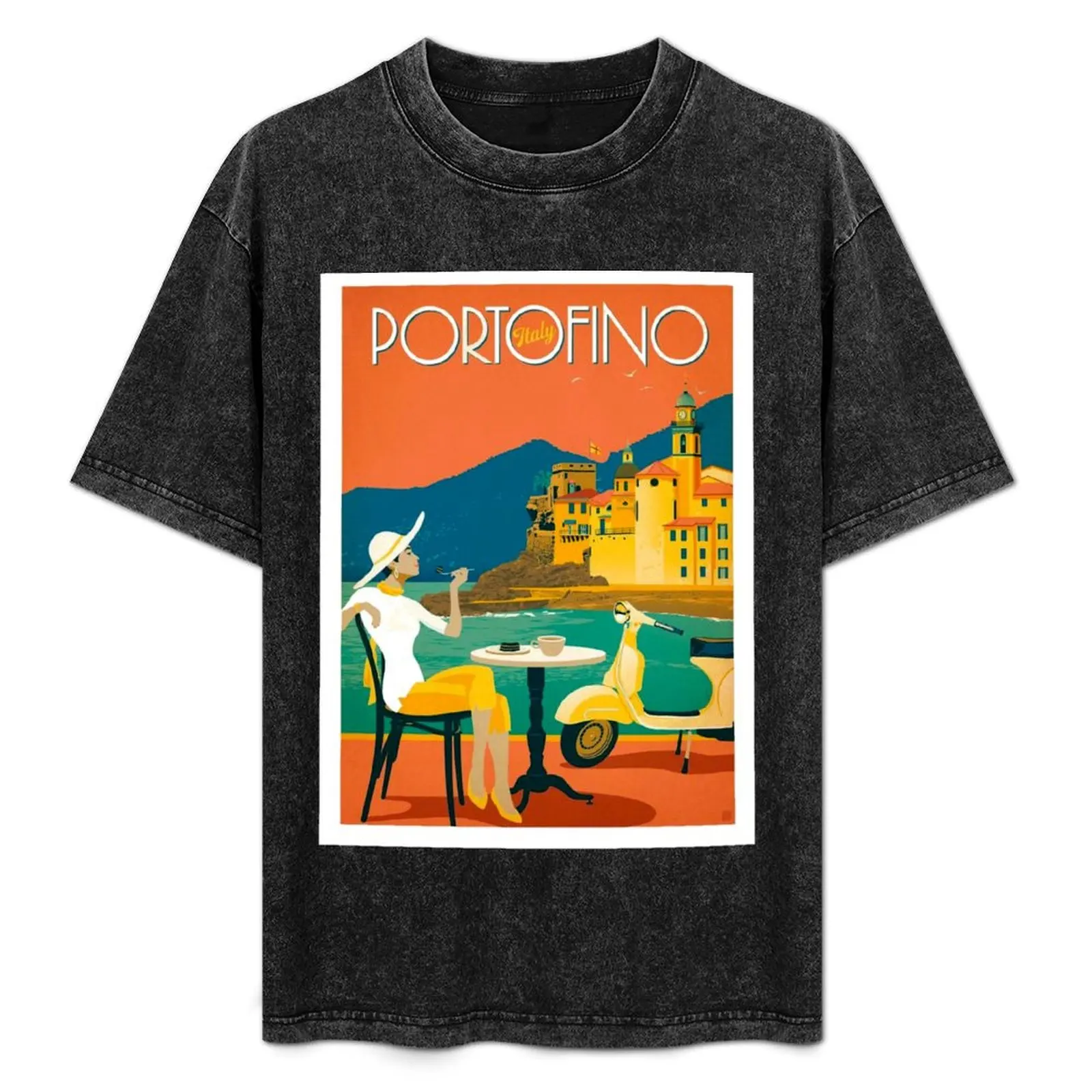 

PORTOFINO ITALY : Vintage Resort Travel Advertising Print T-Shirt shirts graphic tee clothes mens big and tall t shirts
