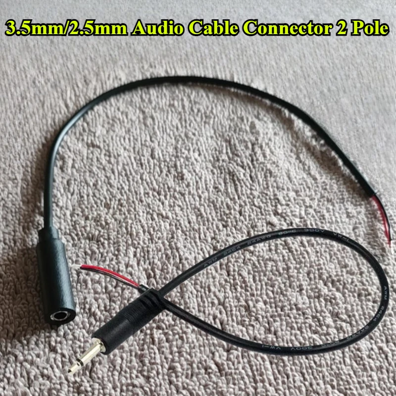 

1-30Pcs 3.5mm/2.5mm Audio Cable Connector 2 Pole Mono Male Plug Female Jack Extension Wire Length 25cm AUX Headphone DIY Repair