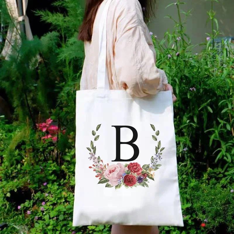 Summer New Flower Shoulder Canvas Bags Large Capacity Letter Bolso De Mujer Messenger Bag Cute Fun Handbag Casual