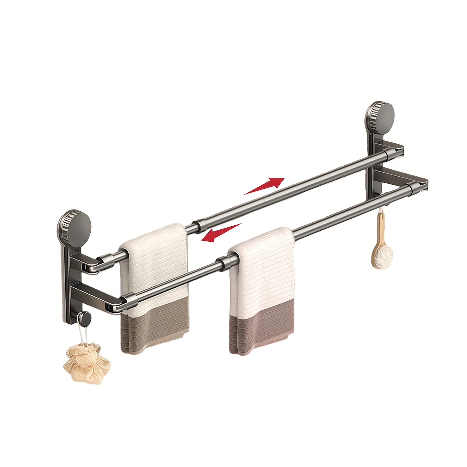 

Держатель для полотенец на присоске, регулируемая вешалка для полотенец для ванной комнаты, подходит для аксессуаров для ванной, кухни и станций для мытья рук