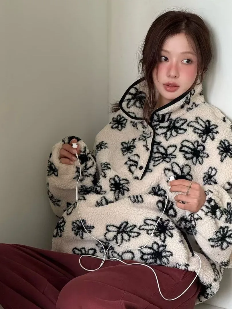 

Винтажная женская теплая хлопковая куртка Dongda Gate с воротником-стойкой, вышивкой из овечьего бархата и полосатым узором, с эффектом омоложения