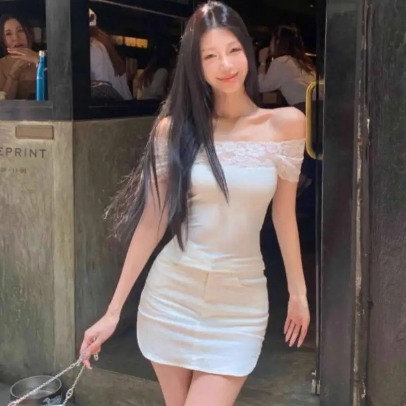 

Pure desire сексуальная кружевная лоскутная футболка на одно плечо с открытой спиной и короткими рукавами для женщин, летний облегающий топ для пикантных девушек, новый стиль