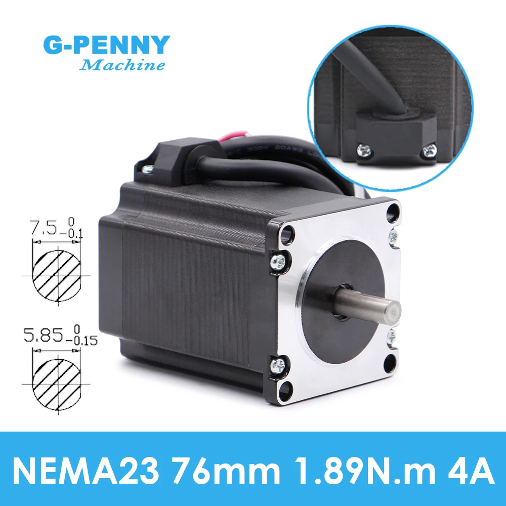 NEMA23 cnc stepper motor 57x76mm1.89N.m 4-Lead 1.8deg 4A 270Oz-in D=8mm For CNC machine and 3D printer! high quality