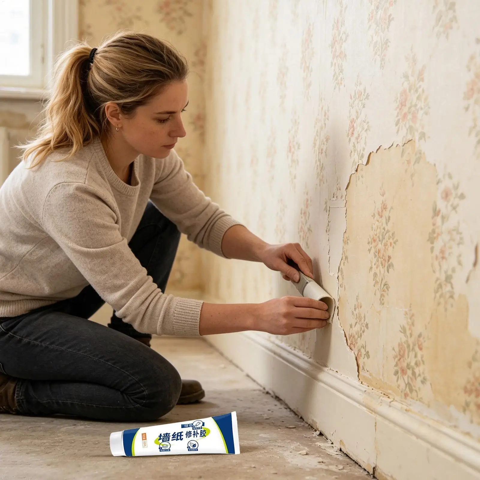 150ml Wallpaper Seam Repair Adhesive, Multi-Purpose Border Sealer Glue for Home, Easy Wallpaper Edge Fix for Kitchen Living Room