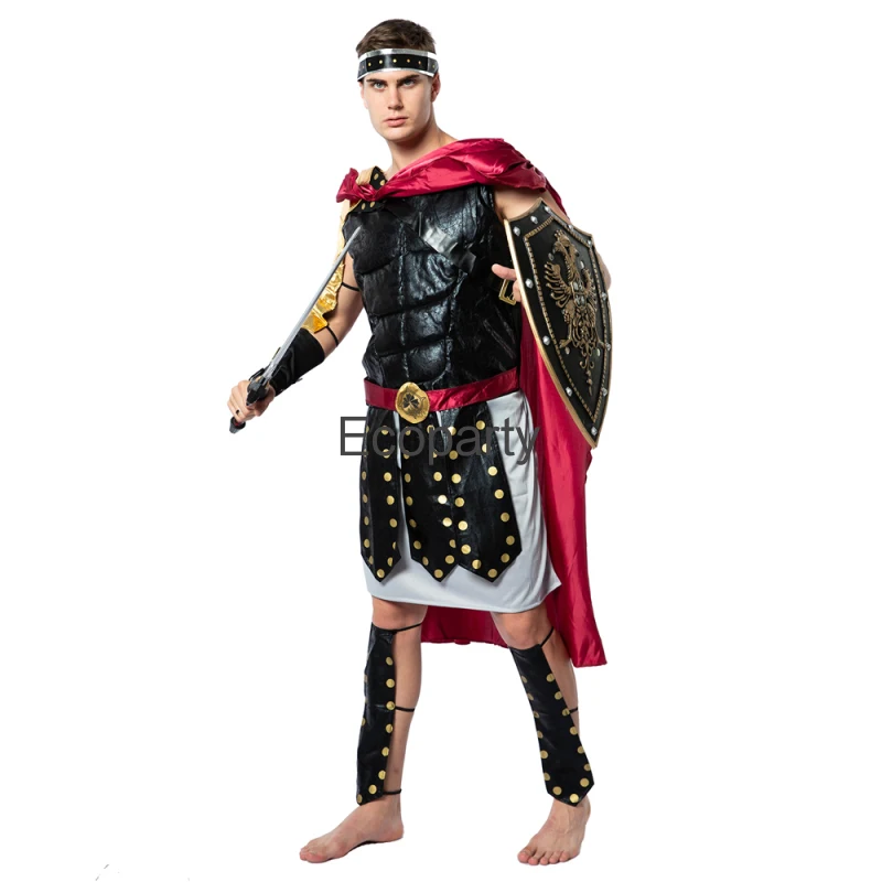 Disfraz de guerrero de Caballero Real romano para hombre, conjunto de uniforme de gladiador Medieval Steampunk, traje de mascarada de carnaval, Halloween