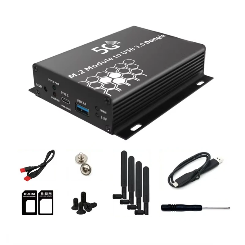 USB 3.0 To NGFF M.2 B-Key Wireless Adapter 1 SIM Card Slot 4 Antennas & Case With USB Cable For 5G 4G LTE WWAN Modem