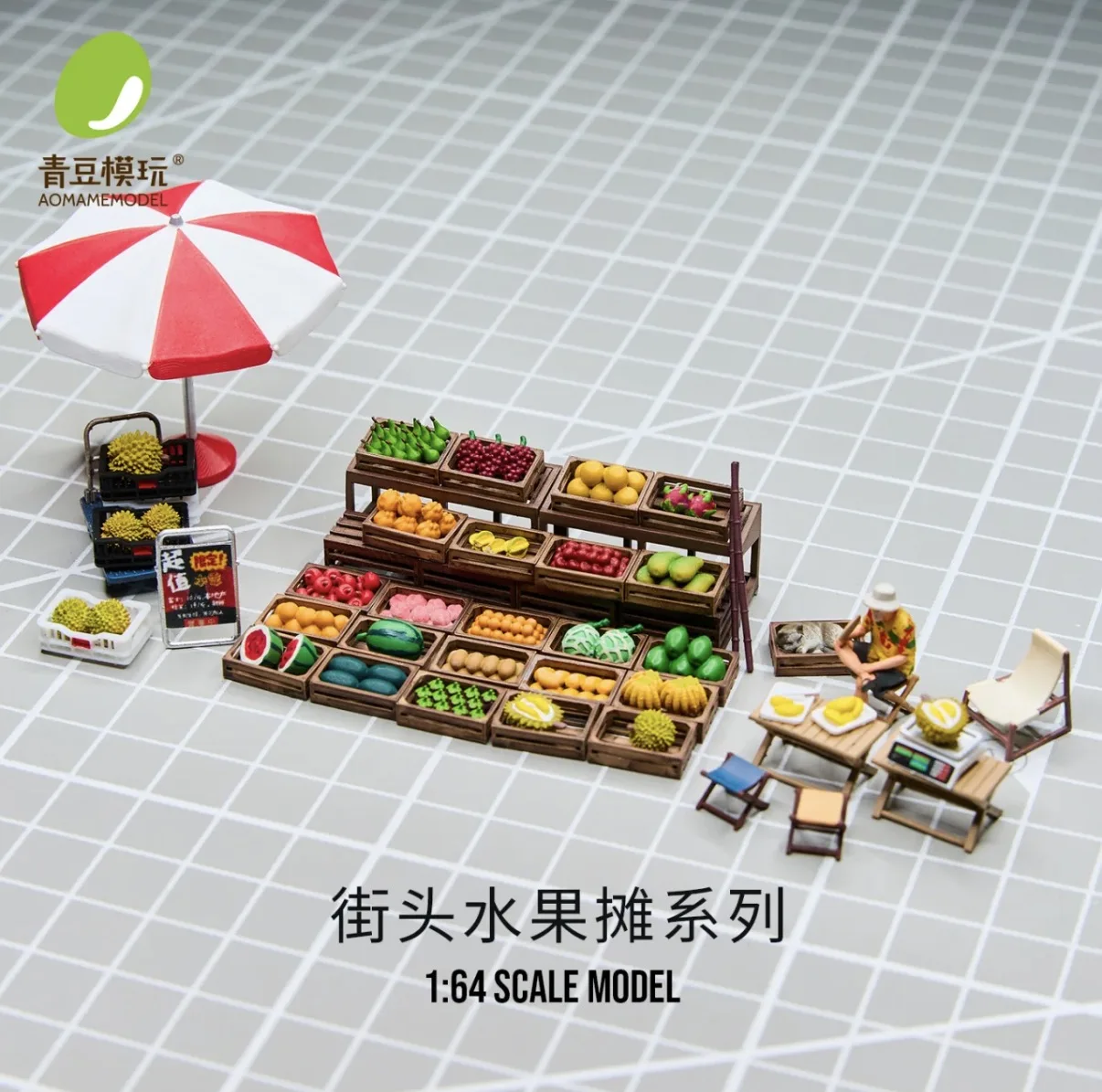 Kicarmod 1/64 Kit de modelo de soporte de frutas-escena en miniatura de resina impresa en 3D de alta precisión para modelo de coche Diorama regalo coleccionable