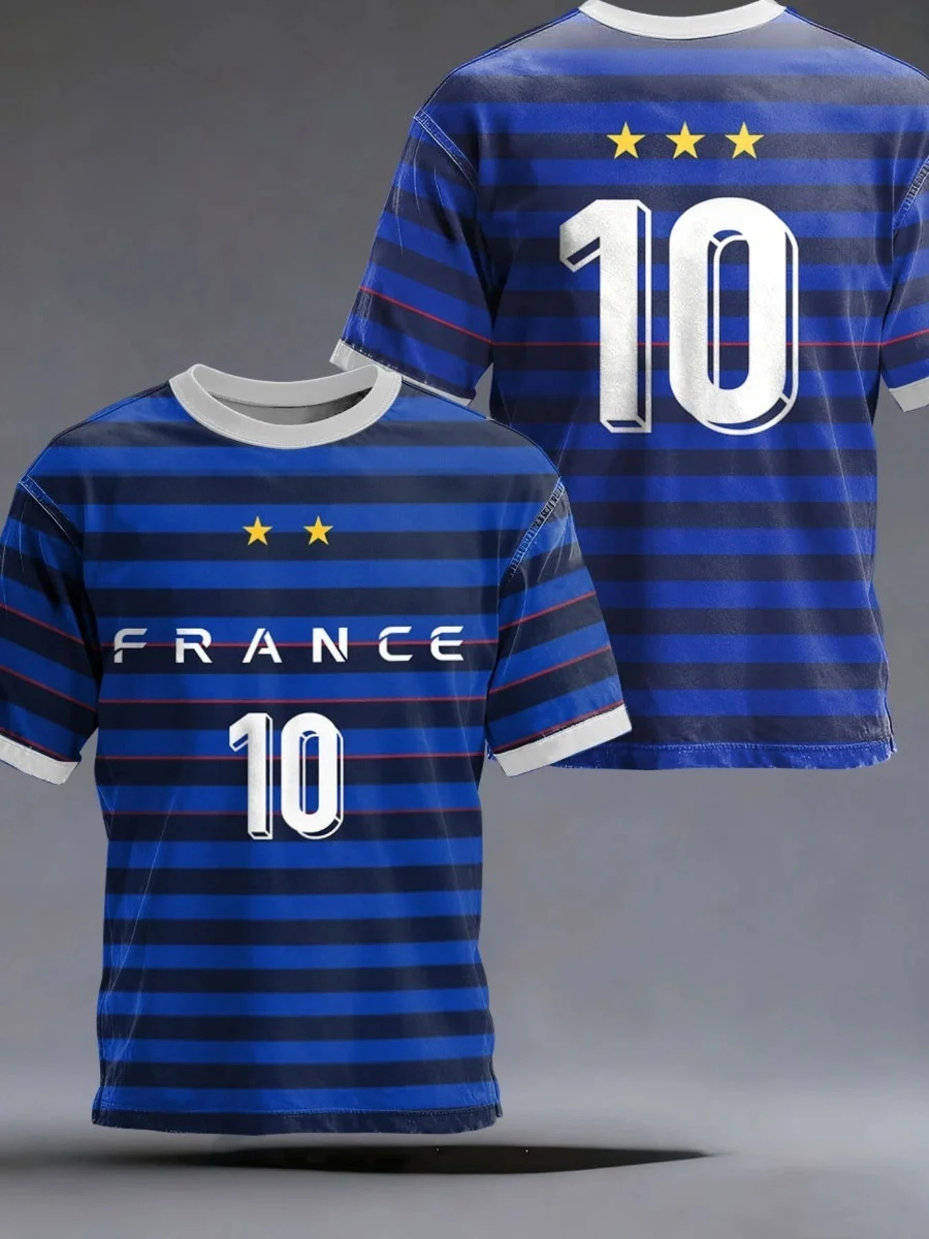 Men's French football jersey t-shirt, fan football jersey suitable for match day wear, breathable and quick-drying sportswear.