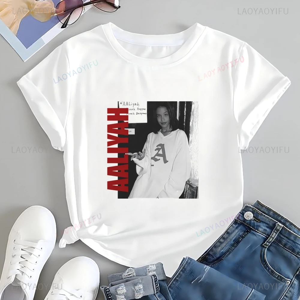 

Футболка с принтом фанатов AALIYAH, топ AALIYAH, нейтральный тренд, Harajuku, рубашка унисекс с короткими рукавами, большая футболка с графическим рисунком