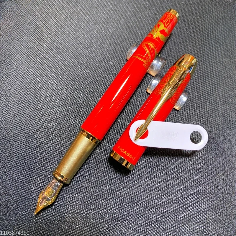 

Picasso(pimio) 666 Great Wall Fountain Pen F 0.5MM Nib,Luxury Red Colors Bollpoint Pen 0.5mm High Quality Business Stationery