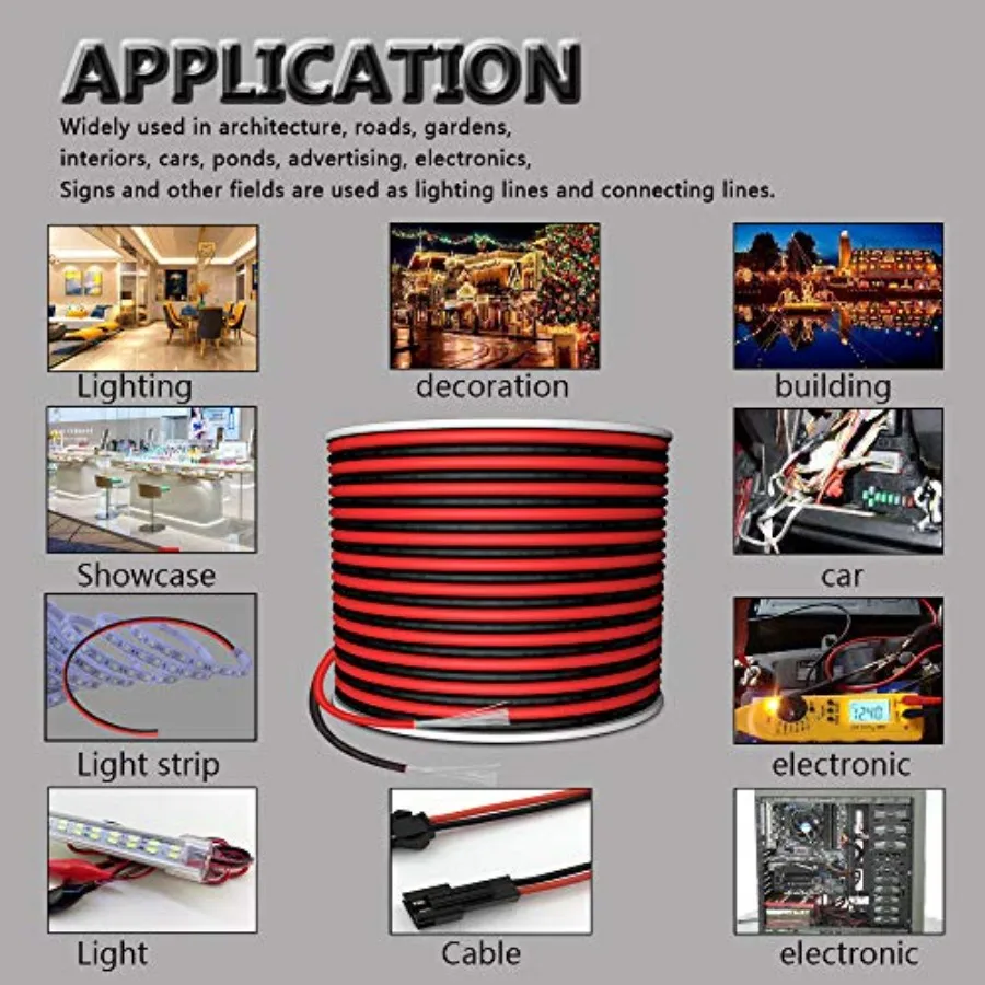 20 Gauge Electrical Wire, 2Pin 100ft Extension Cable 20AWG Hookup Electric Wire Stranded Tinned Copper Cord for Led Strips Sing