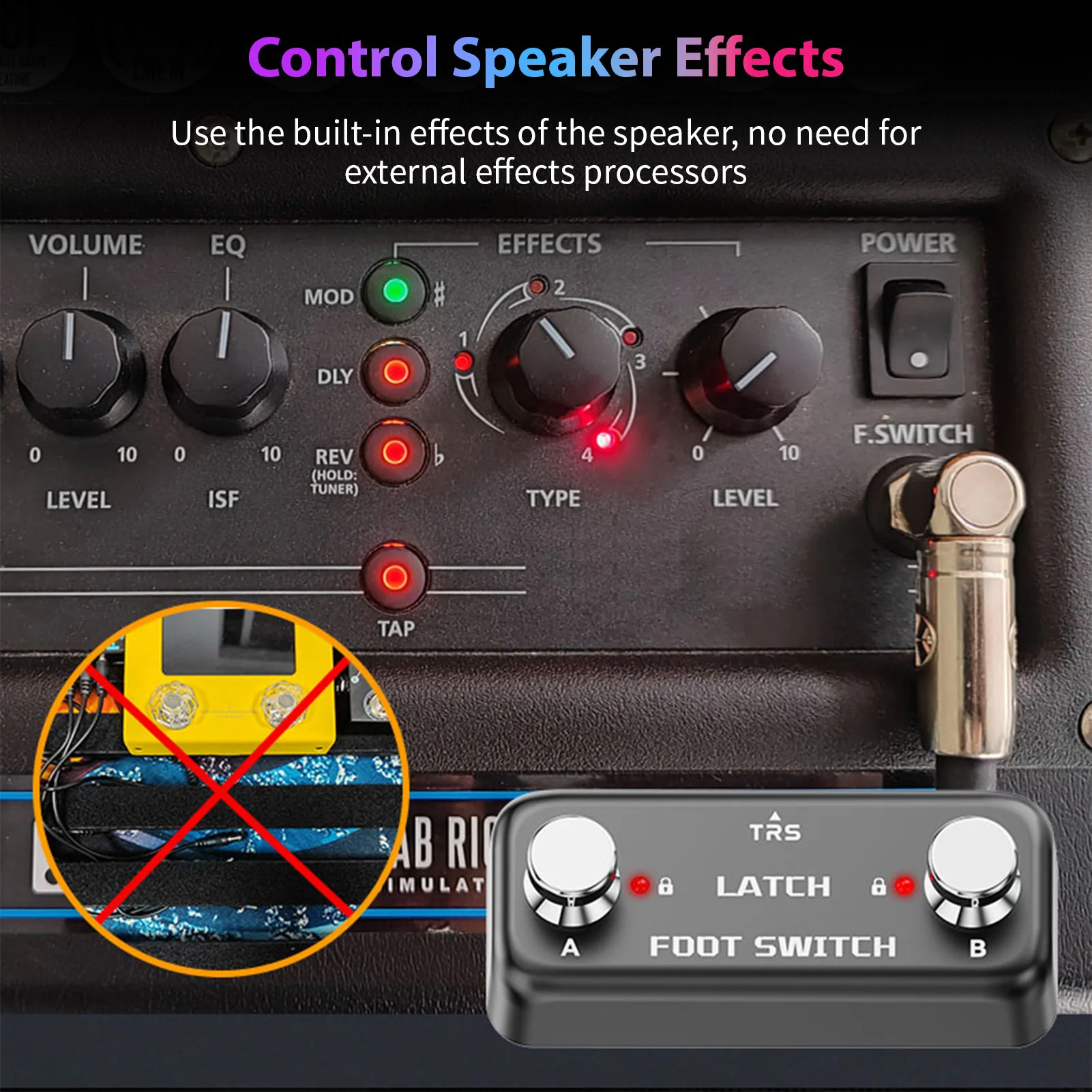 2 Pedal Pengontrol Efek Pedal Sakelar Kaki Fungsi Penguncian Sakelar Kaki Saluran B Lampu Indikator LED Input Stereo 6.35Mm