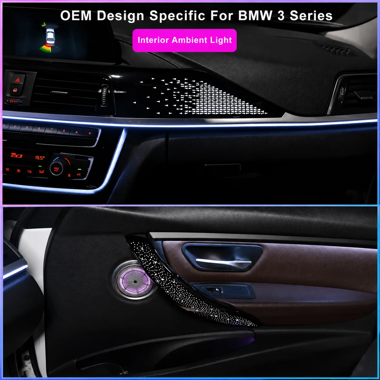 CF RGB Interior Ambient Light Kit For BMW 3 4 Series F30 F32 F33 F36 2013-2019 Dynamic Active Atmosphere LED Lamp Decor Upgrades