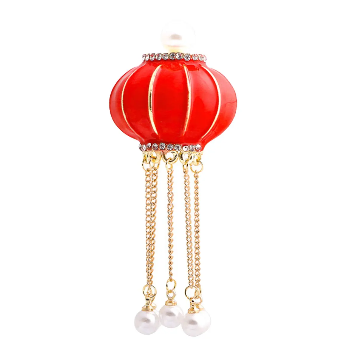 Red Lantern Brooch Chinese Style Alloy Retro Design Clothes Brooch Pin Women Jewelry Party Accessory Women Jewelry