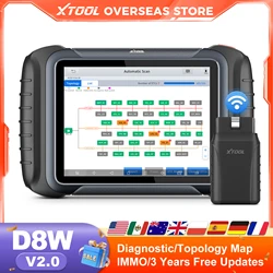 XTOOL D8W Bluetooth Scanner Key Programmer Bi-directional Car Diagnostic Tool ECU Coding Topology Map 8-IN-1 Live Data with 42+Resets FCA DOIP CANFD