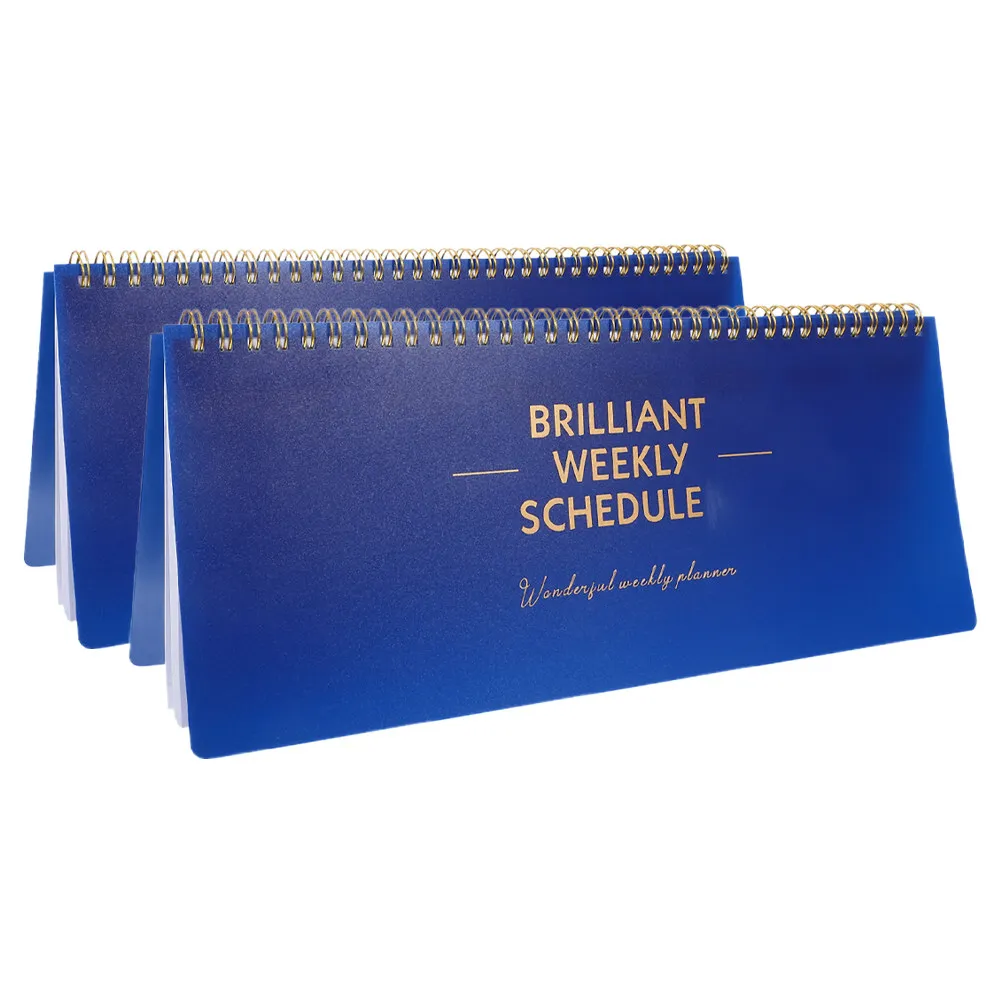 2Pcs Small Weekly Planner Spiral Bound Undated Horizontal Layout Tear Off Pages Smooth Writing Sturdy Paper Desk Office Home