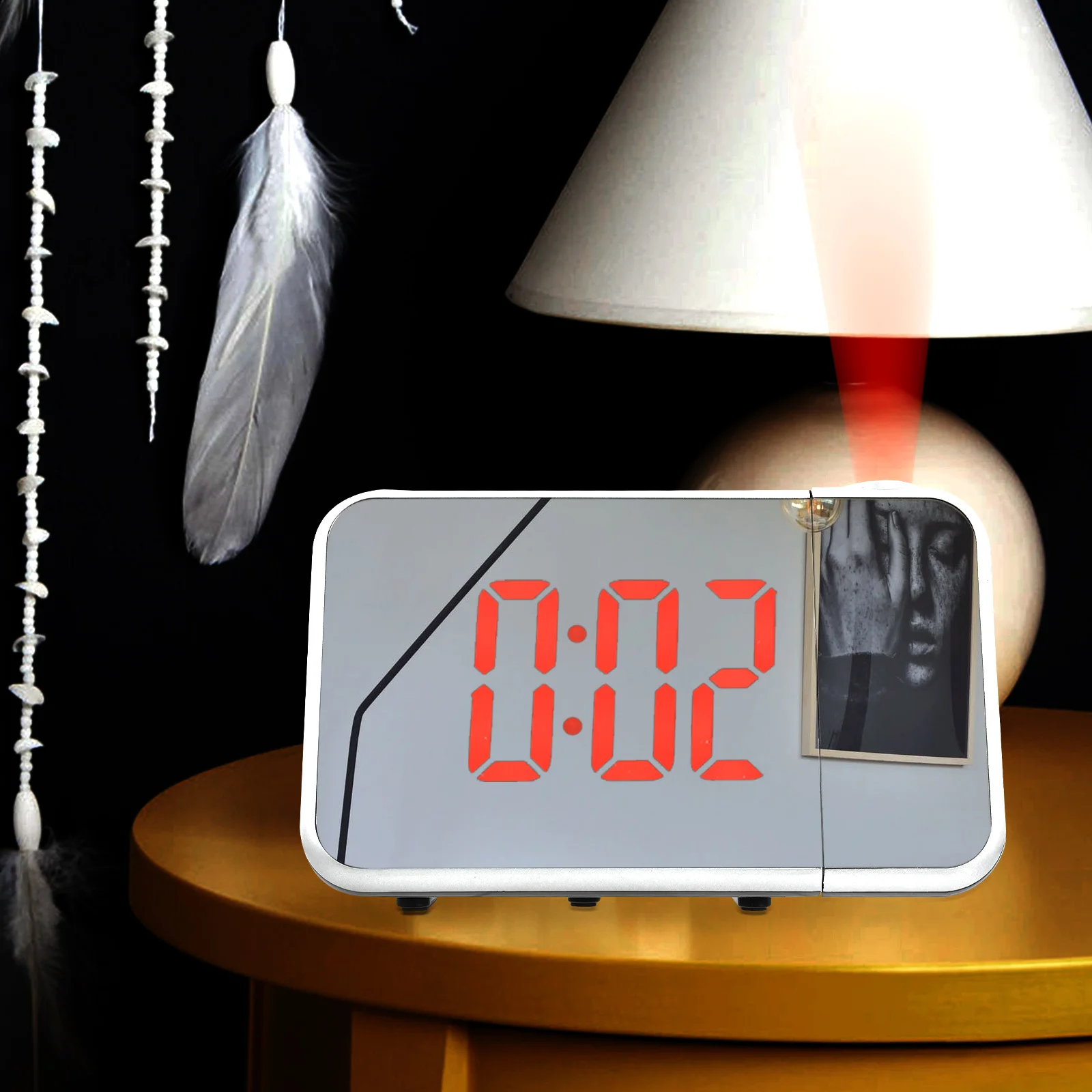 

Projecting Alarm Clock Digital Projection Electric Household Clock Black for Bedroom Office Coffee Shop LED Display