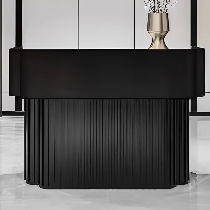 -+-Modern Nordic Luxury High-End Office Reception Desk Sales Office Modern Hotel Welcome Stainless Steel Cashier Desk Creative H