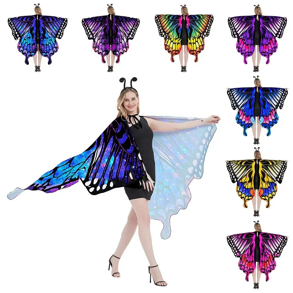 Halloween Fairy Party Favor Festival Rave Dress Butterfly Costume Butterfly Wings Shawl Butterfly Scarf Cloak