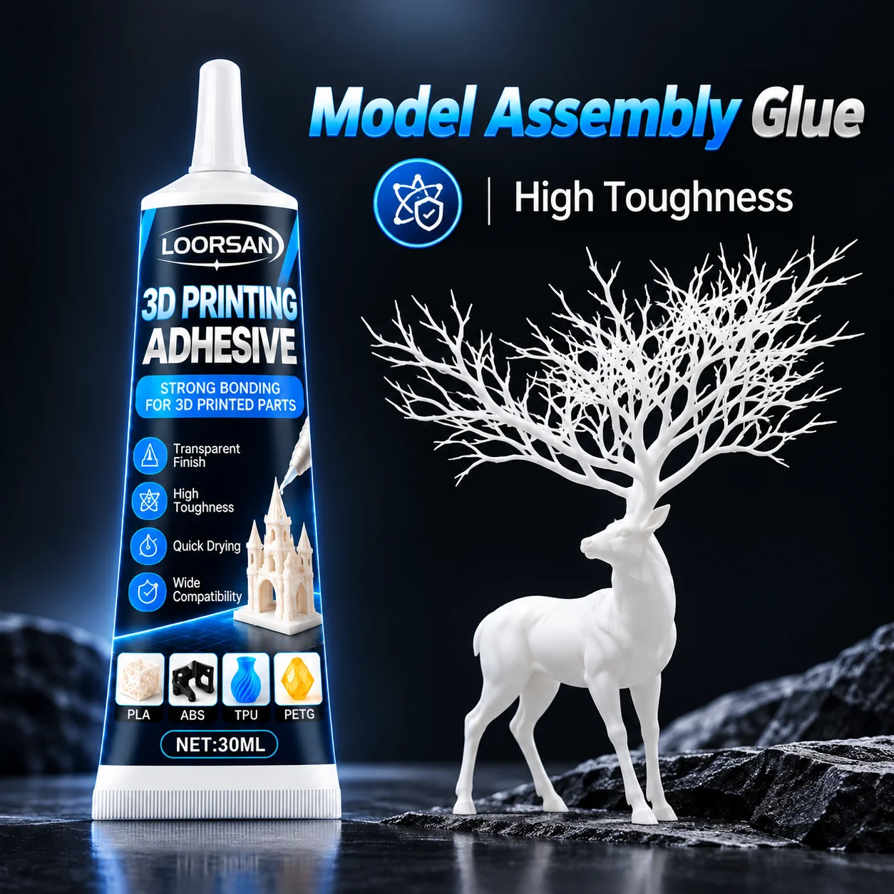 LOORSAN 3D Printing Adhesive Glue For PLA ABS TPU PETG Model Assembly Transparent Glue High Toughness Material BondingR
